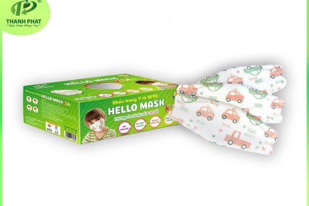 Khẩu Trang Em Bé Hello Kids KF94 ( Họa Tiết Ô Tô - 50 cái/hộp )